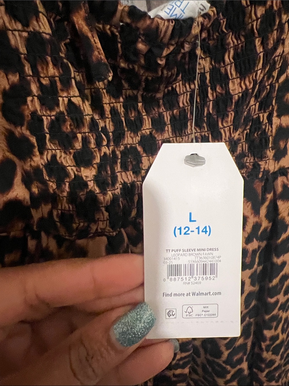 Time N True Brown & Black Leopard Print Puff Sleeve Dress - Picture 3 of 5
